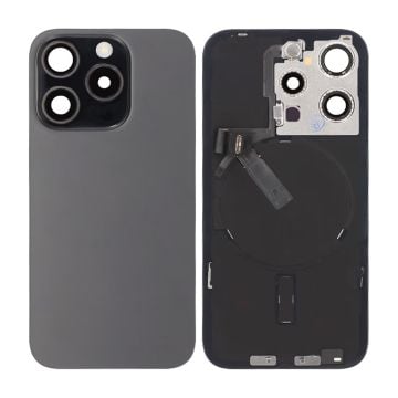 iPhone 15 Pro Baksida Glas OEM Svart Titanium med smådelar Magsafe Magnet