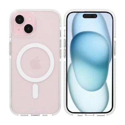 iPhone 15 Mobilskal Magnet Dubbelskydd - Vit