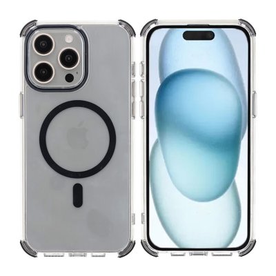 iPhone 15 Pro RV Mobilskal Magnet med Kantskydd - Svart