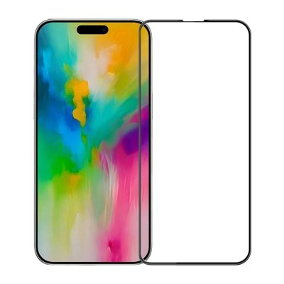 Skärmskydd iPhone 16 Pro/17 Härdat Glas - Svart (miljö)