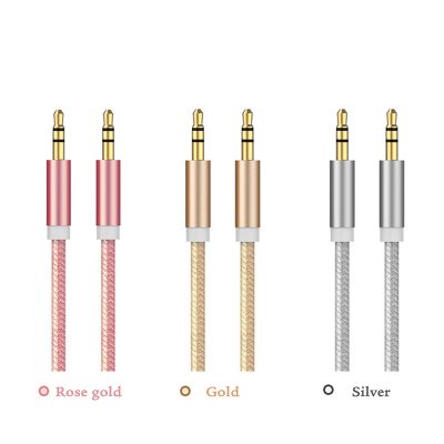 AUX kabel - Ljud kabel 3,5 mm - 1M Hane-till-Hane Vit