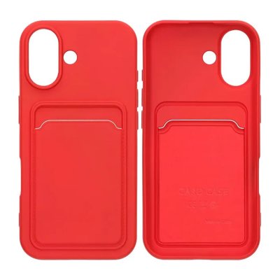 Mobilskal Silikon med Korthållare för iPhone 17 - Röd