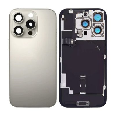 iPhone 16 Pro Baksida Glas med smådelar - Naturlig Titan