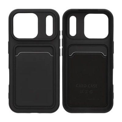 Mobilskal Silikon med Korthållare för iPhone 17 Pro - Svart