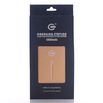 Powerbank 10000 mAh 2 USB-portar Snabbladdare - Gold, bild 4