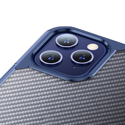 iPhone 12/12 Pro TOTU Armor Series TPU Kolfiberskal - Blå, bild 2