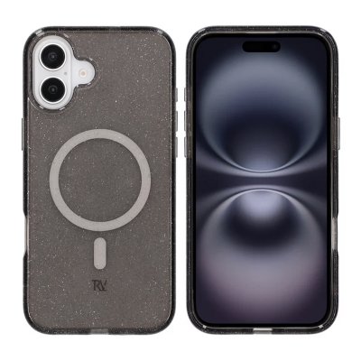 iPhone 16 Plus RV Mobilskal TPU med MagSafe - Glitter Svart