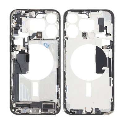 iPhone 15 Pro Max Mittenram med smådelar OEM (Premium) - Vit Titan