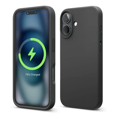 iPhone 16 Plus Mobilskal Silikon Magnet RV - Svart
