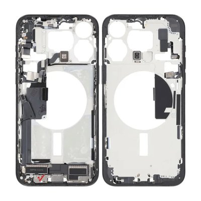 iPhone 15 Pro Max Mittenram med smådelar OEM (Premium) - Svart Titan