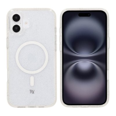 iPhone 16 Plus RV Mobilskal TPU med MagSafe - Glitter Vit