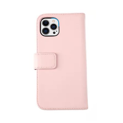 iPhone 13 Pro Plånboksfodral i Äkta Läder - Rosa