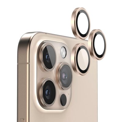 iPhone 16 Pro Max Kameralins med metallram - Guld