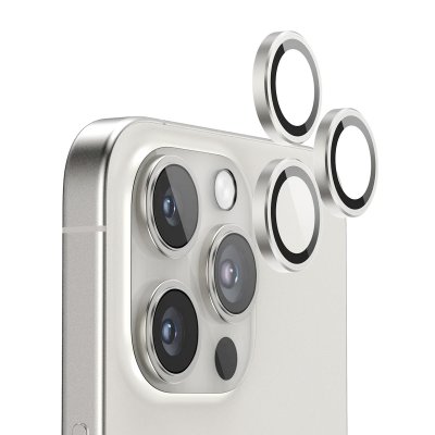 iPhone 16 Pro Max Kameralins med metallram - Vit