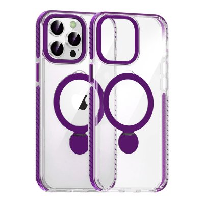 Skal Magsafe till iPhone 14 Pro Max - Transparent lila med ringstativ