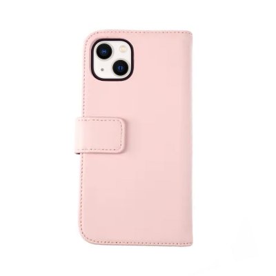 iPhone 13 plånboksfodral i Äkta Läder - Rosa