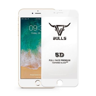 iPhone 7 / 8 Skärmskydd Heltäckande 5D Premium Bulls - Vit
