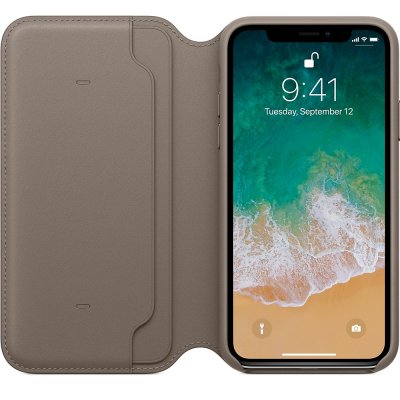 Apple iPhone X Läderfodral Folio Original - Mullvadsgrå, bild 3