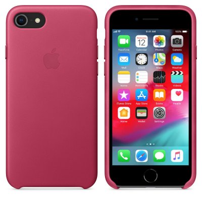 Apple Läderskal för iPhone 8 / 7 - Fuchsia, bild 2