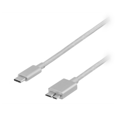 Deltaco USB-C till Micro-B Kabel 1M - Silver