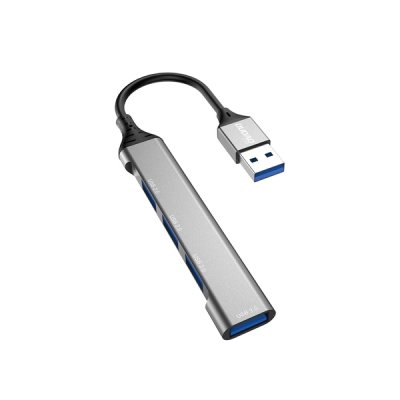 Dudao A16T 4xPort USB-A/USB Type-C Hubb - Svart/Grå