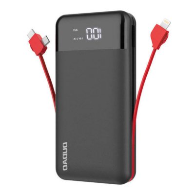 Powerbank 20000mah Dudao K1Pro 15watt - Type-C/Micro-USB/Lightning - Svart