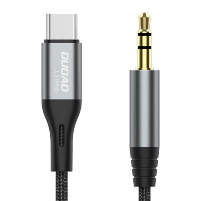 Dudao L11PROT 3.5mm Jack till USB-C kabel 1m - Grå