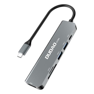 Dudao A15H 6-in-1 Type-C Adapter - Dockingstation - Grå