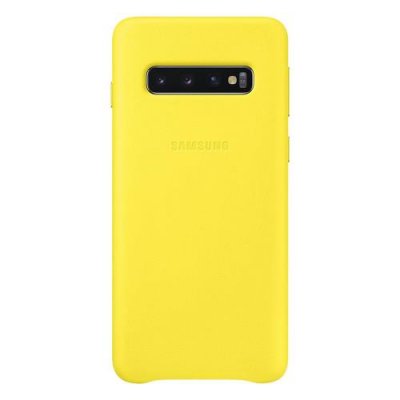 Samsung Galaxy S10 Läder Skal Original - Gul, bild 2