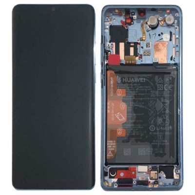 Huawei P30 Pro Skärm Original OLED Display Glas - Blå/Vit