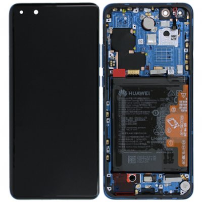 Huawei P40 Pro Skärm Original OLED Display Glas med batteri - Blå