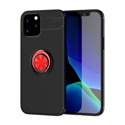 iPhone 12/12 Pro Skal med Ringhållare i Metall - Röd Svart
