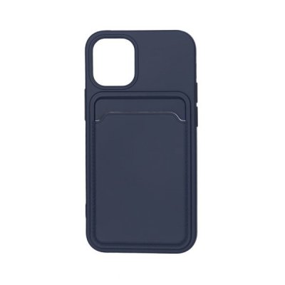 iPhone 12 Mini Silikonskal med Korthållare - Blå