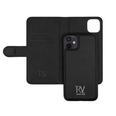 RV iPhone 12 mini TPU Läderfodral med Ställ - Svart