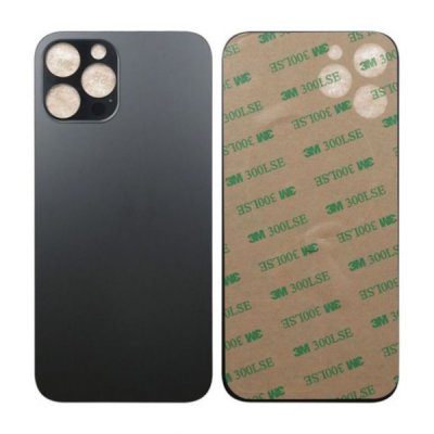 iPhone 12 Pro Baksida Glas med Självhäftande tejp OEM - Svart