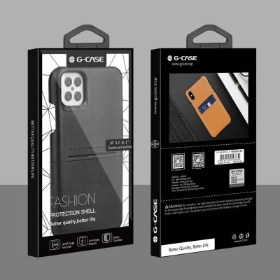 iPhone 12 Pro PU-Läderskal G-Case Kort - Svart, bild 2