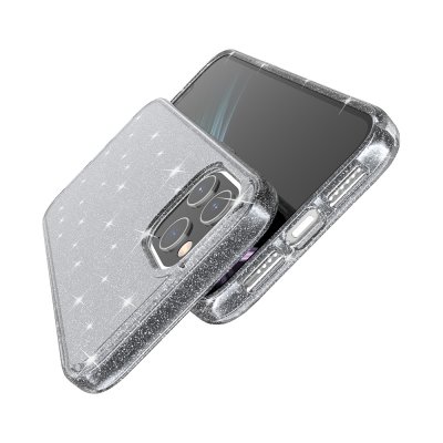 iPhone 12 / 12 Pro Terminator TPU PC Skal - Glitter Svart, bild 4