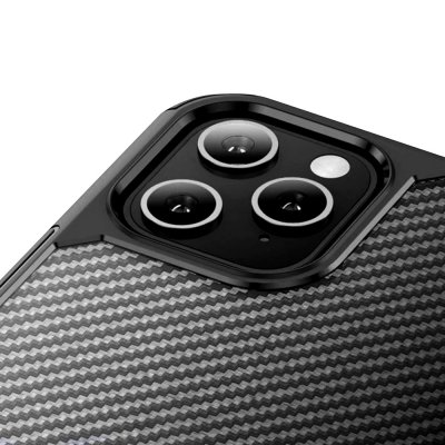 iPhone 12/12 Pro TOTU Armor Series TPU Kolfiberskal - Svart, bild 2