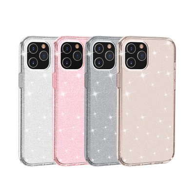 iPhone 12 / 12 Pro Terminator TPU PC Skal - Glitter Guld, bild 2