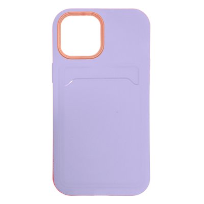 iPhone 13 Skyddande Skal med Kortficka - Lila / Rosa