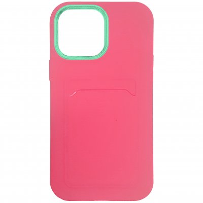 iPhone 13 Skyddande Skal med Kortficka - Rosa / Turkos