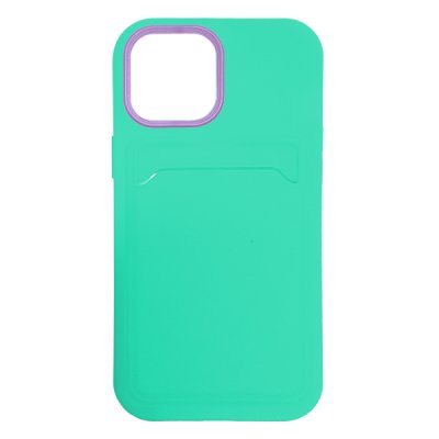 iPhone 13 Skyddande Skal med Kortficka - Turkos / Lila