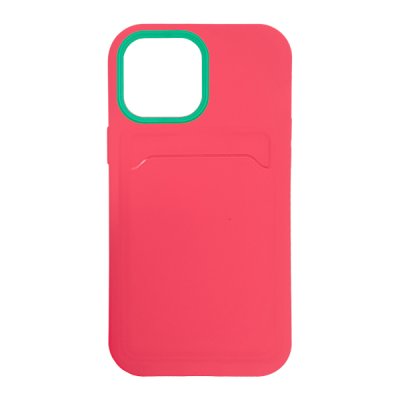 iPhone 13 mini Skyddande Skal med Kortficka - Rosa / Turkos