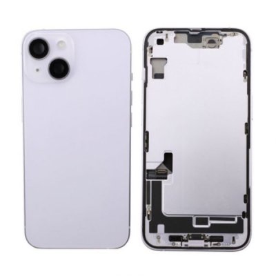 iPhone 14 Baksida Glas med Komplett Ram OEM Ersättningsbaksida - Lila