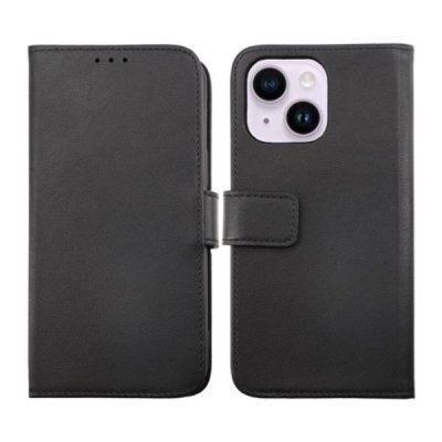 iPhone 14 Läderfodral i Äkta Läder - Svart