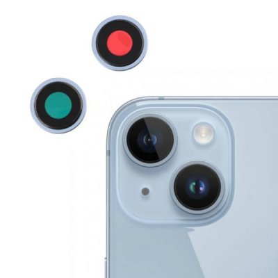 iPhone 14 Plus Kameralins med Ram - Blå