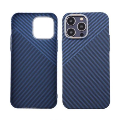 iPhone 14 Pro Max Kolfiber Skal - Blå & Grå