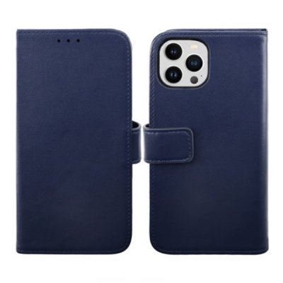 iPhone 14 Pro Plånboksfodral i Äkta Läder - Blå