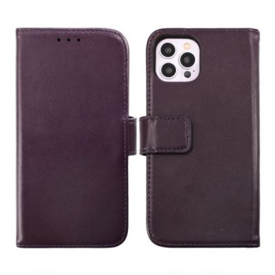iPhone 14 Pro Plånboksfodral i Äkta Läder - Lila