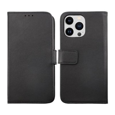 iPhone 14 Pro Plånboksfodral i Äkta Läder - Svart